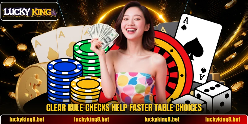 Clear rule checks help faster table choices