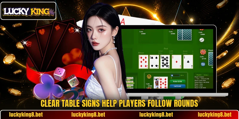 Clear table signs help players follow rounds Clear table signs help players follow rounds