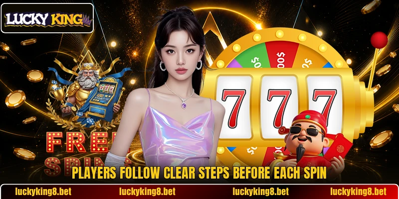 Players follow clear steps before each spin